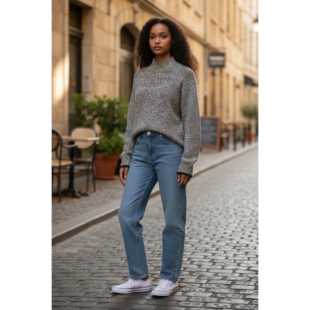 Roots Canada Marled Mock Neck Sweater SP Soft Cozy Cabin Core Chunky Knit